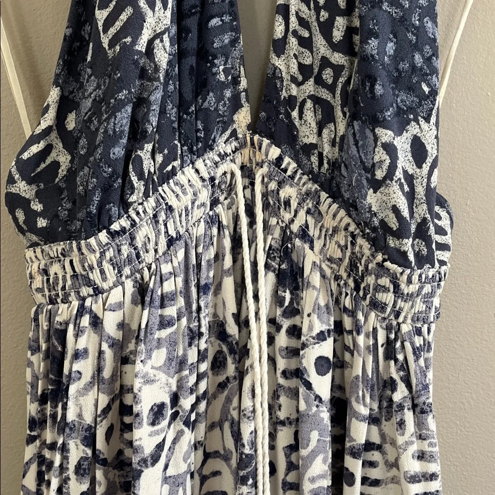 Free People Beach Day halter navy and white mini dress size large - Picture 6 of 16